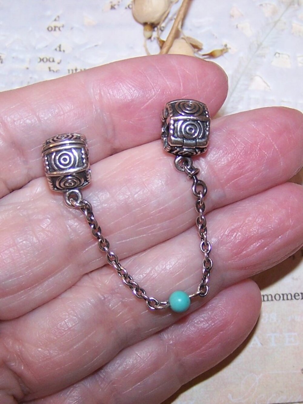 PANDORA Sterling Silver Safety Chain - Dreamer with Turquoise Bead 790583